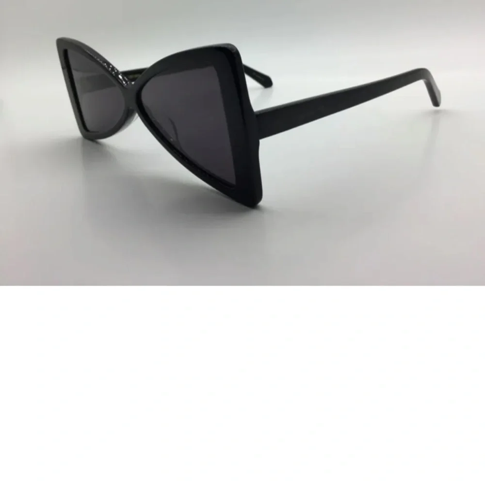 Karen Walker Black Cat-Eye Triangular Sunglasses